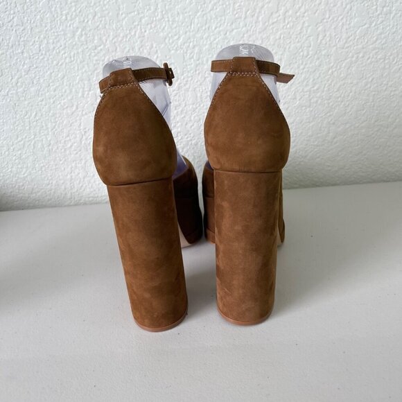 Schutz Luan New Bear Brown Nubuck Leather Platform Pump Shoes Womens size 10 B - Picture 3 of 9